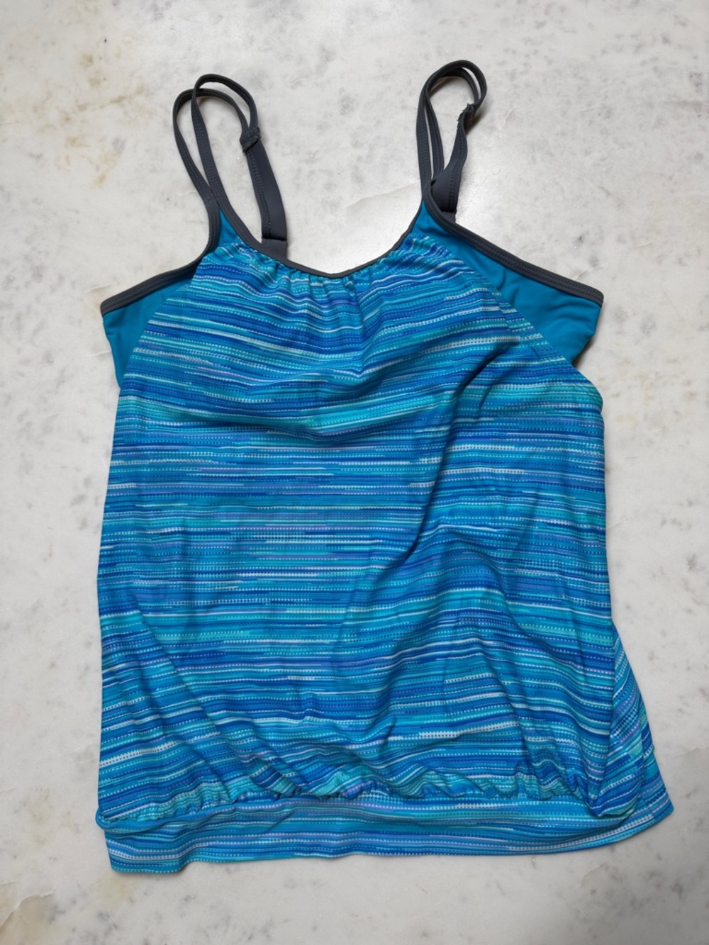 Free Country Blue Striped Women’s One-Piece Swim Top